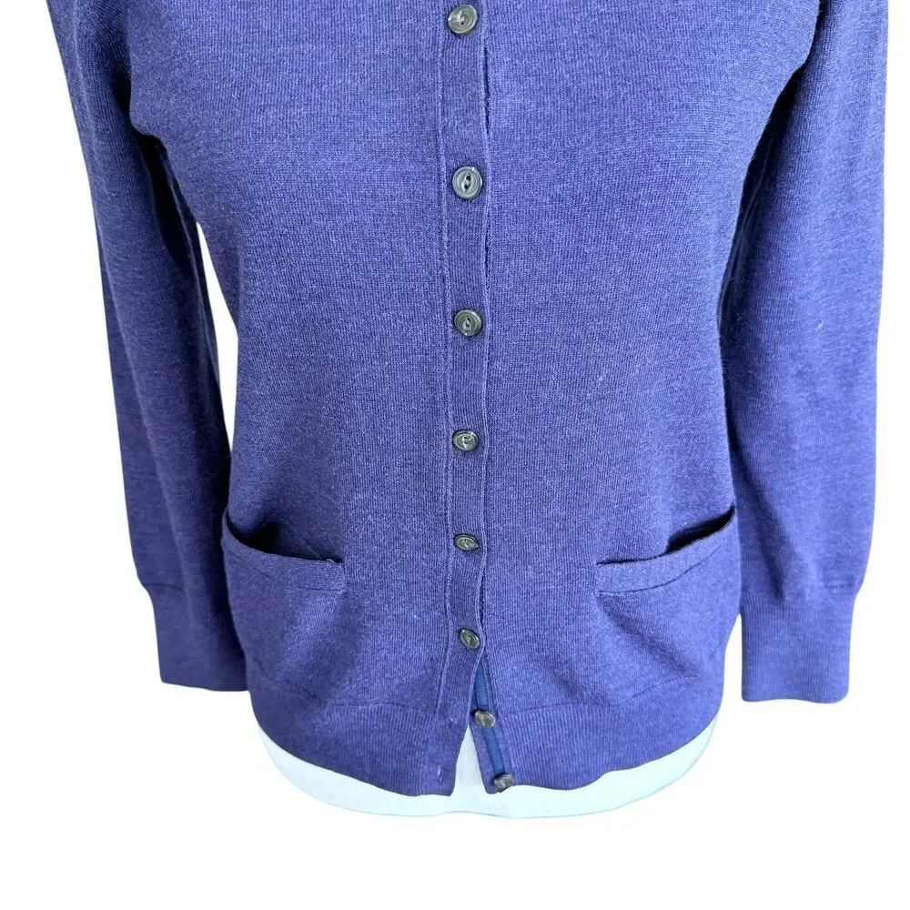 Banana Republic Extra Fine Merino Cardigan Purple Buttons Womens PM